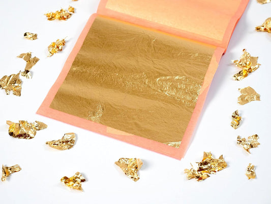 Gold Leaf - Real Gold Loose Sheet for Painting, Arts and Crafts| Cake Decor | Tanjore Painting |Luxury Gold Color For Walls & Many Others Gold Related Use Use